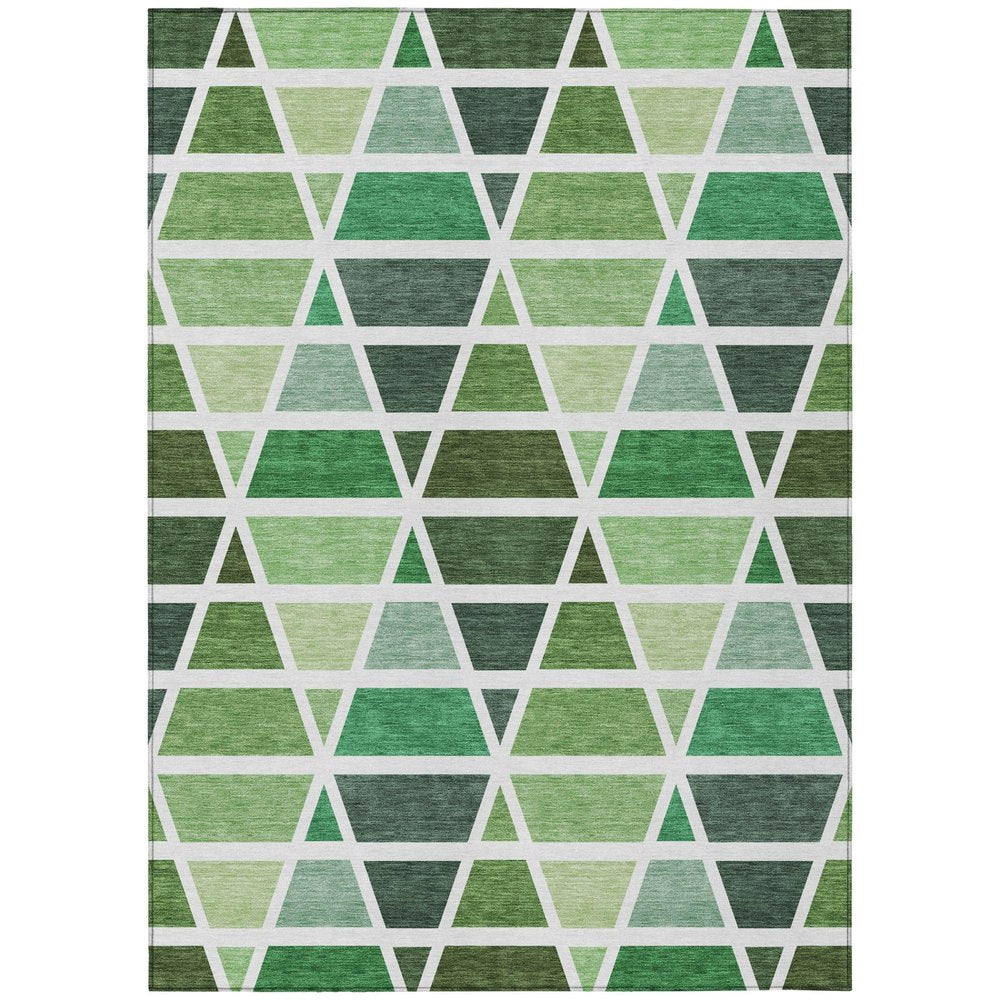10' X 14' Green And White Geometric Washable Indoor Outdoor Area Rug HomeRoots