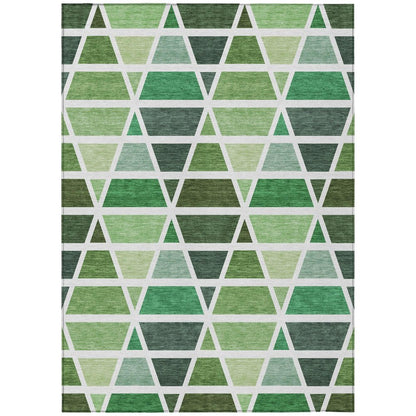 10' X 14' Green And White Geometric Washable Indoor Outdoor Area Rug HomeRoots