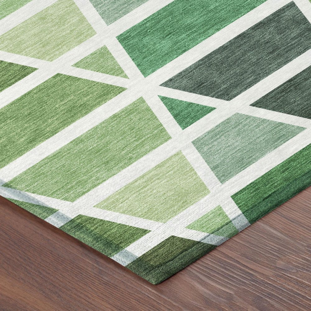 10' X 14' Green And White Geometric Washable Indoor Outdoor Area Rug HomeRoots