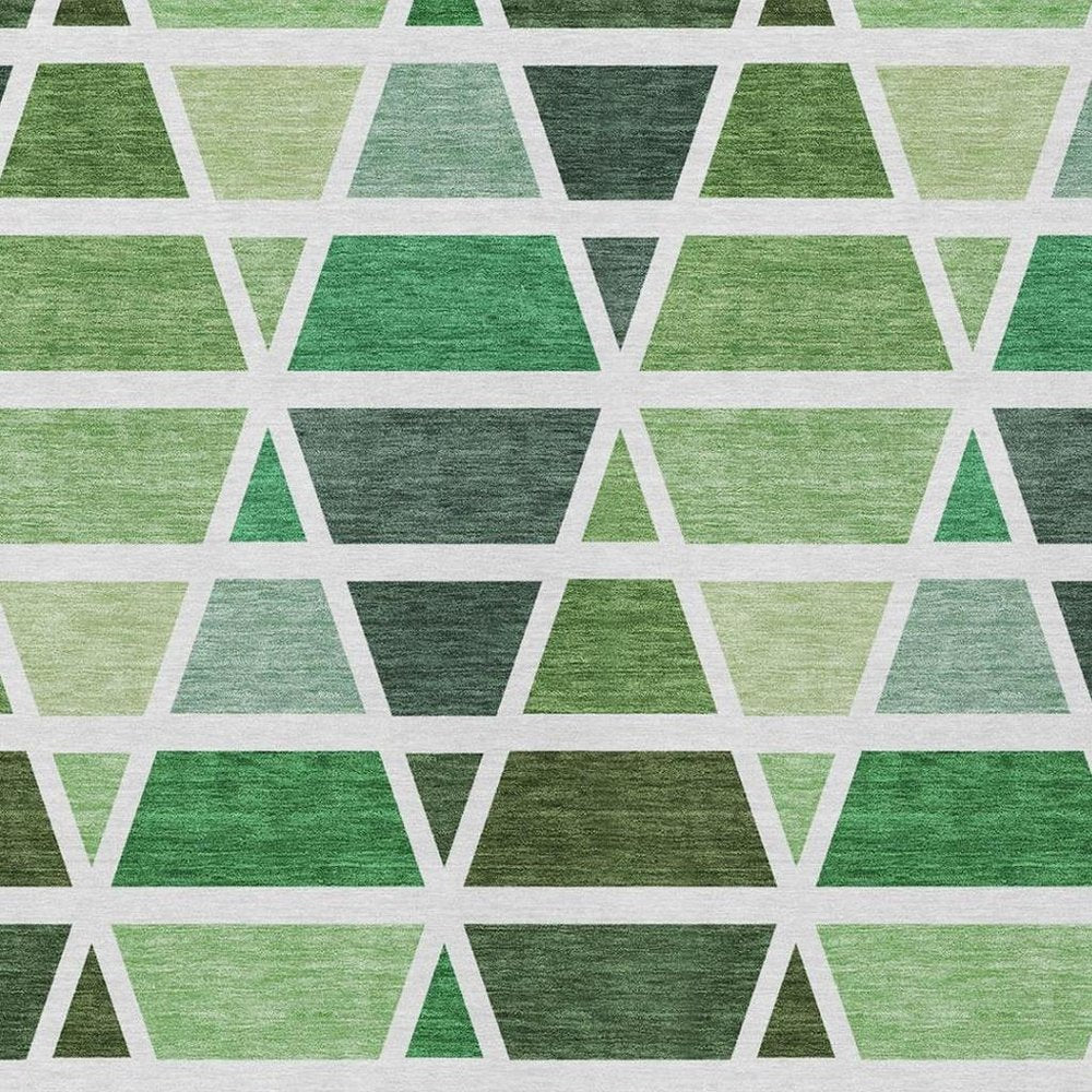 10' X 14' Green And White Geometric Washable Indoor Outdoor Area Rug — view 6