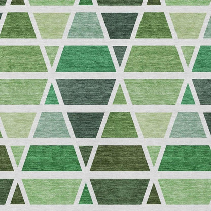 10' X 14' Green And White Geometric Washable Indoor Outdoor Area Rug HomeRoots