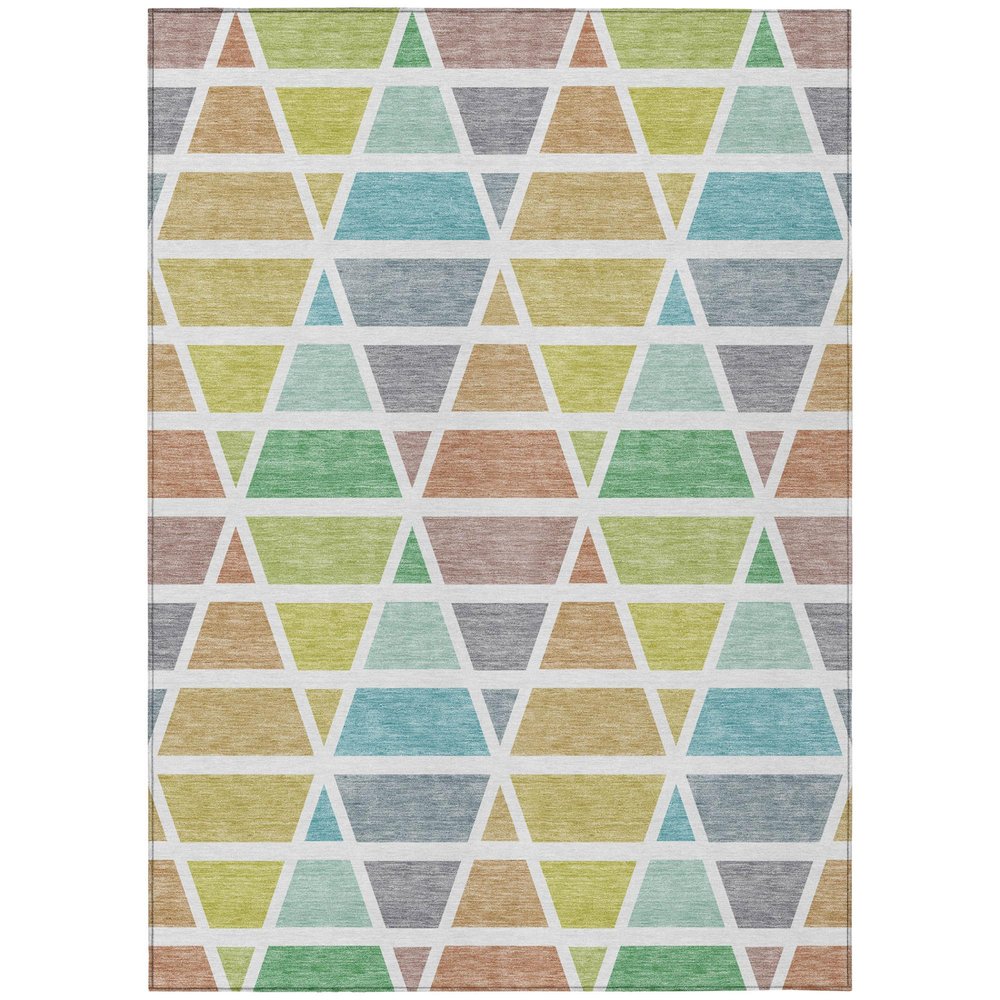 3' X 5' Mint Green And Green Geometric Washable Indoor Outdoor Area Rug HomeRoots