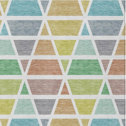 3' X 5' Mint Green And Green Geometric Washable Indoor Outdoor Area Rug HomeRoots