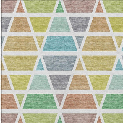5' X 8' Mint Green And Green Geometric Washable Indoor Outdoor Area Rug HomeRoots