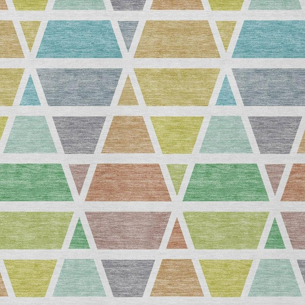 8' X 10' Mint Green And Green Geometric Washable Indoor Outdoor Area Rug — view 6