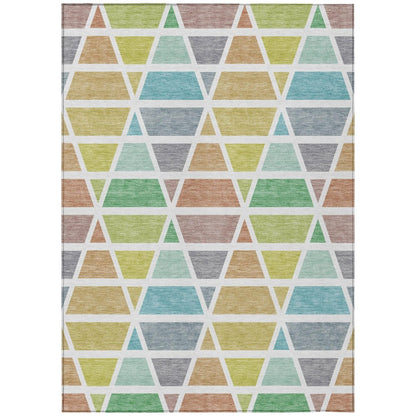 9' X 12' Mint Green And Green Geometric Washable Indoor Outdoor Area Rug HomeRoots