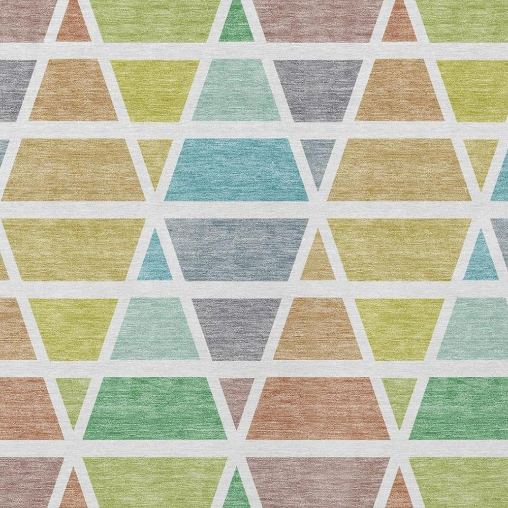 9' X 12' Mint Green And Green Geometric Washable Indoor Outdoor Area Rug HomeRoots