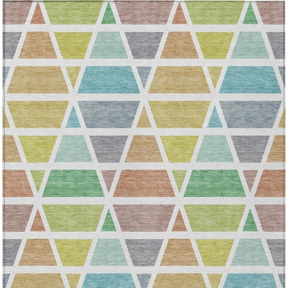 10' X 14' Mint Green And Green Geometric Washable Indoor Outdoor Area Rug HomeRoots