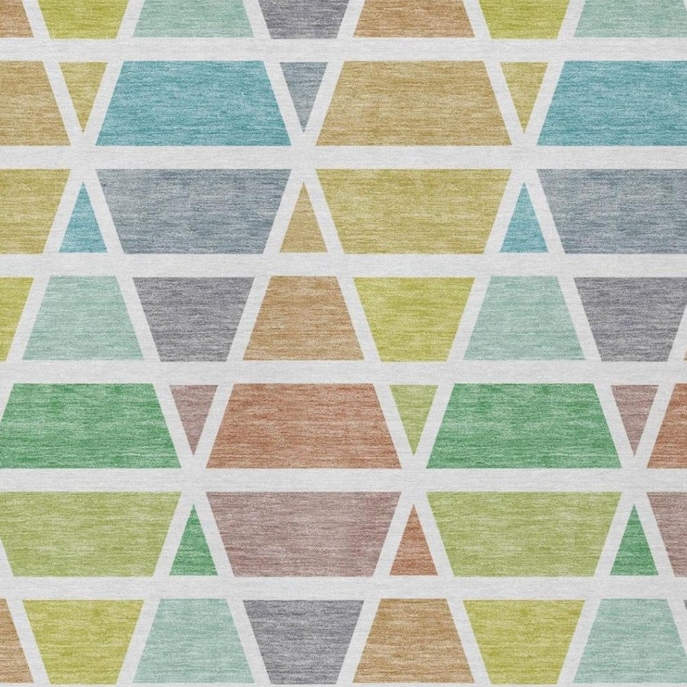 10' X 14' Mint Green And Green Geometric Washable Indoor Outdoor Area Rug HomeRoots