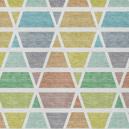 10' X 14' Mint Green And Green Geometric Washable Indoor Outdoor Area Rug HomeRoots