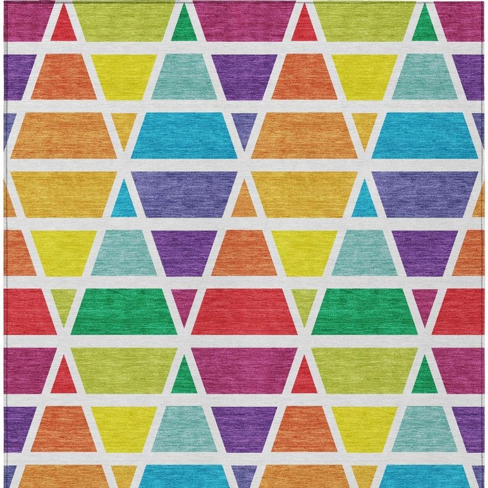 3' X 5' Orange And White Geometric Washable Indoor Outdoor Area Rug — view 7