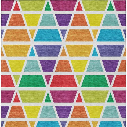 3' X 5' Orange And White Geometric Washable Indoor Outdoor Area Rug HomeRoots