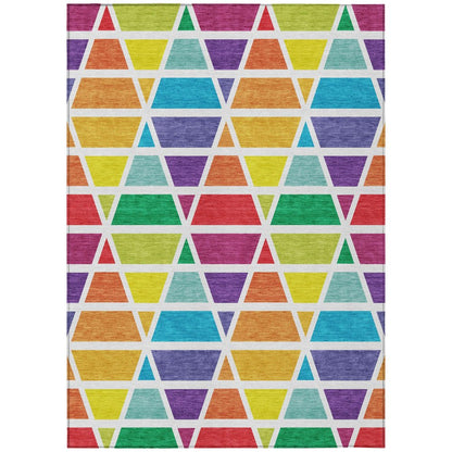 3' X 5' Orange And White Geometric Washable Indoor Outdoor Area Rug HomeRoots