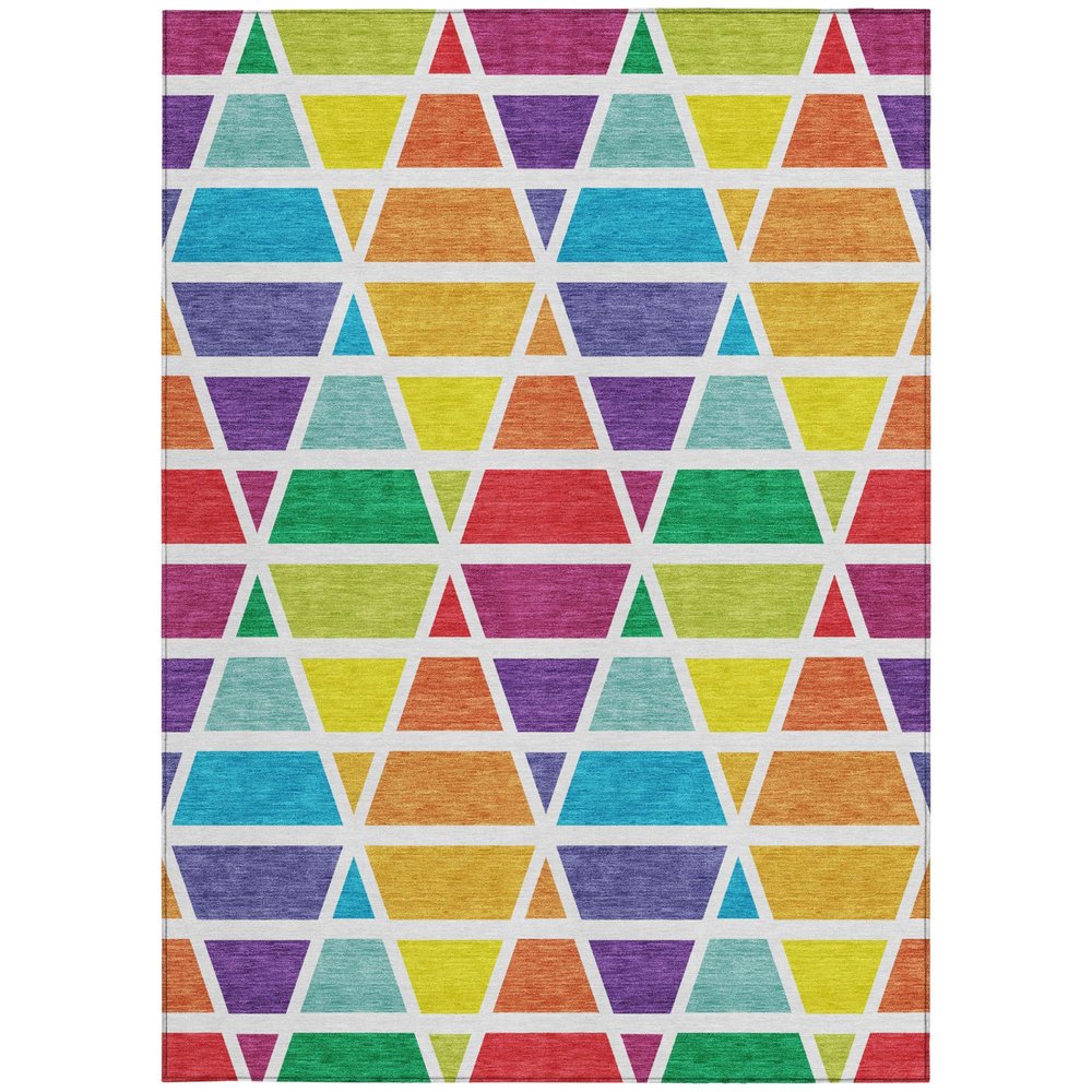 5' X 8' Orange And White Geometric Washable Indoor Outdoor Area Rug HomeRoots