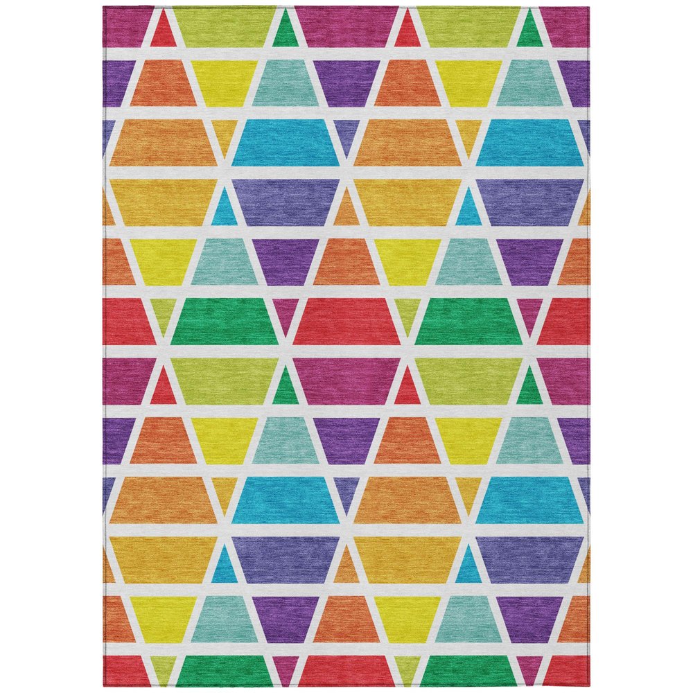 5' X 8' Orange And White Geometric Washable Indoor Outdoor Area Rug HomeRoots
