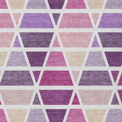 5' X 8' Pink And White Geometric Washable Indoor Outdoor Area Rug HomeRoots