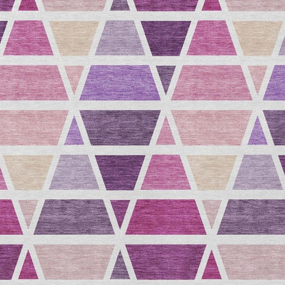 9' X 12' Pink And White Geometric Washable Indoor Outdoor Area Rug HomeRoots