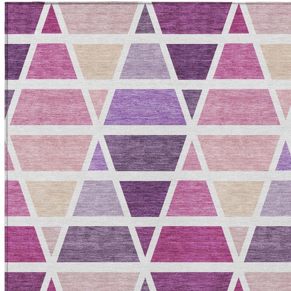 10' X 14' Pink And White Geometric Washable Indoor Outdoor Area Rug HomeRoots