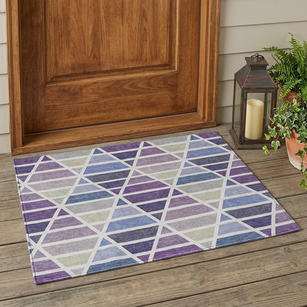 3' X 5' Plum And Purple Geometric Washable Indoor Outdoor Area Rug HomeRoots