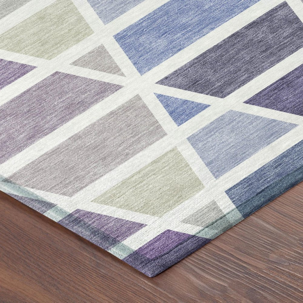8' Plum And Purple Round Geometric Washable Indoor Outdoor Area Rug — view 2
