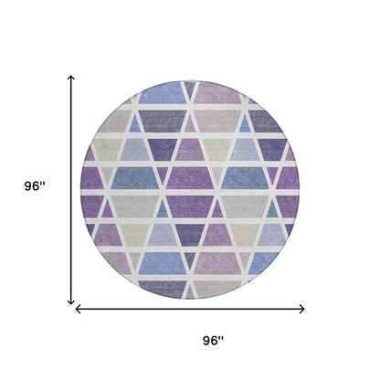 8' Plum And Purple Round Geometric Washable Indoor Outdoor Area Rug HomeRoots
