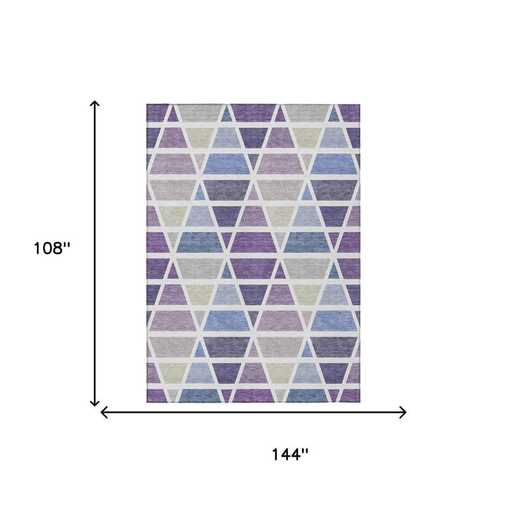 9' X 12' Plum And Purple Geometric Washable Indoor Outdoor Area Rug HomeRoots
