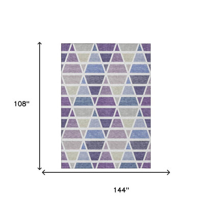 9' X 12' Plum And Purple Geometric Washable Indoor Outdoor Area Rug HomeRoots