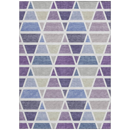 9' X 12' Plum And Purple Geometric Washable Indoor Outdoor Area Rug HomeRoots