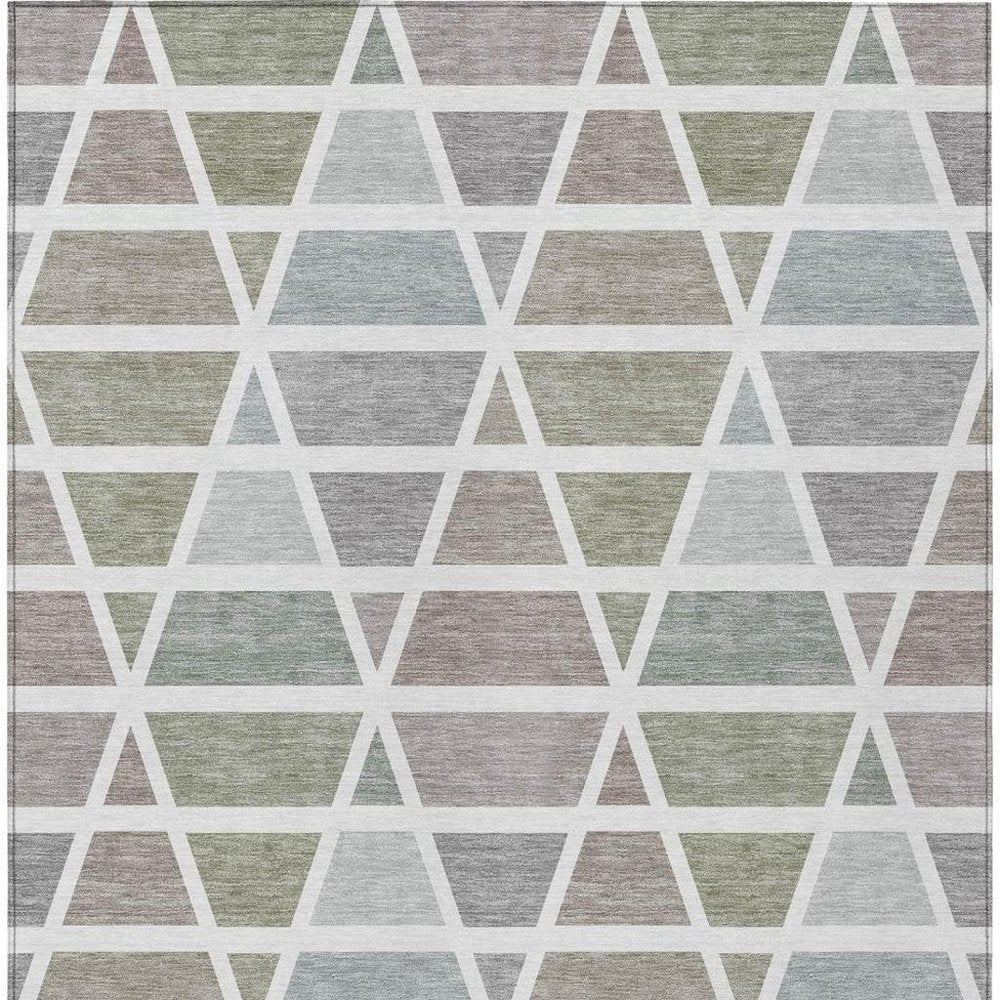3' X 5' Taupe And Brown Geometric Washable Indoor Outdoor Area Rug — view 7