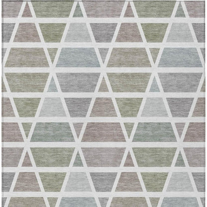 3' X 5' Taupe And Brown Geometric Washable Indoor Outdoor Area Rug HomeRoots