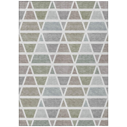 3' X 5' Taupe And Brown Geometric Washable Indoor Outdoor Area Rug HomeRoots