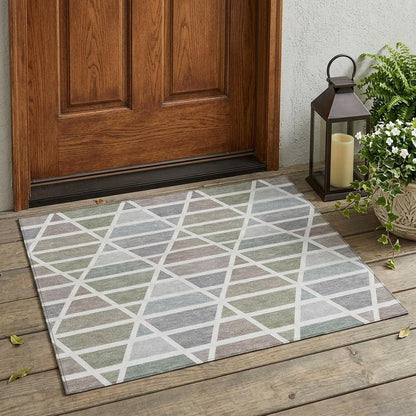3' X 5' Taupe And Brown Geometric Washable Indoor Outdoor Area Rug HomeRoots