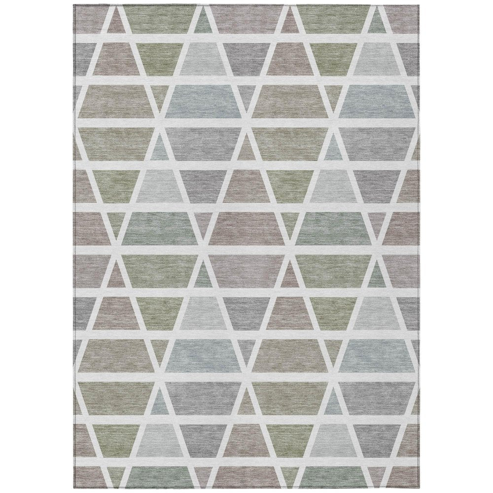 9' X 12' Taupe And Brown Geometric Washable Indoor Outdoor Area Rug — view 1