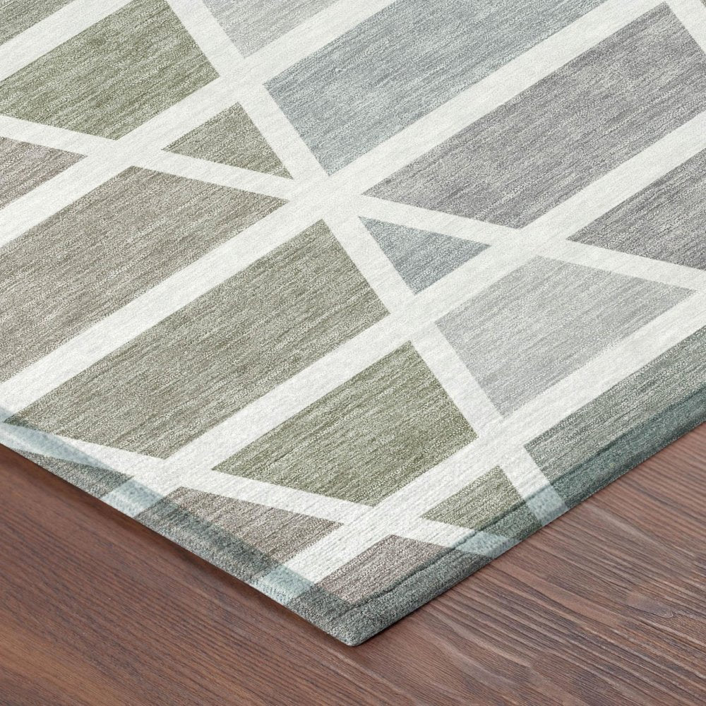 9' X 12' Taupe And Brown Geometric Washable Indoor Outdoor Area Rug — view 2