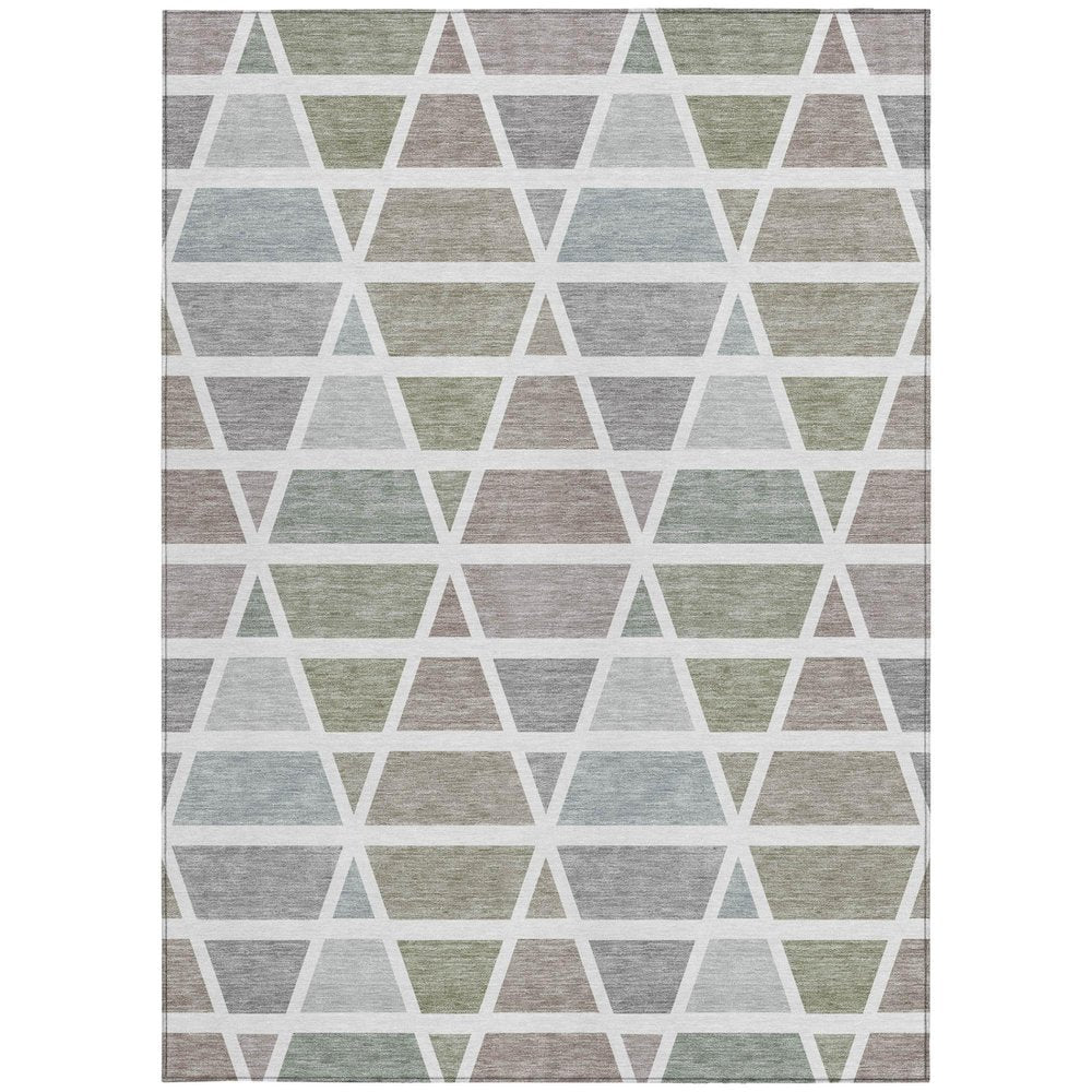 10' X 14' Taupe And Brown Geometric Washable Indoor Outdoor Area Rug — view 7