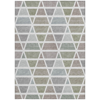 10' X 14' Taupe And Brown Geometric Washable Indoor Outdoor Area Rug HomeRoots