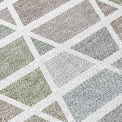 10' X 14' Taupe And Brown Geometric Washable Indoor Outdoor Area Rug HomeRoots