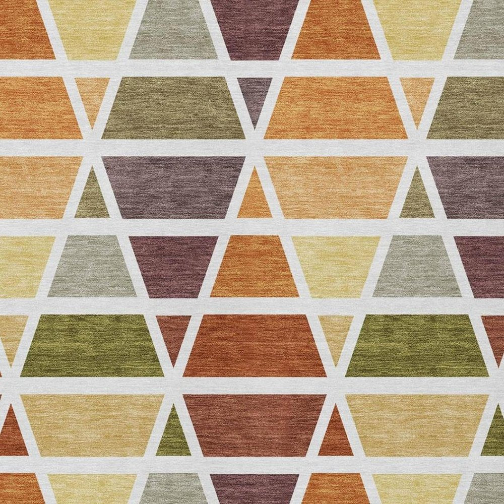 5' X 8' Orange And White Geometric Washable Indoor Outdoor Area Rug HomeRoots