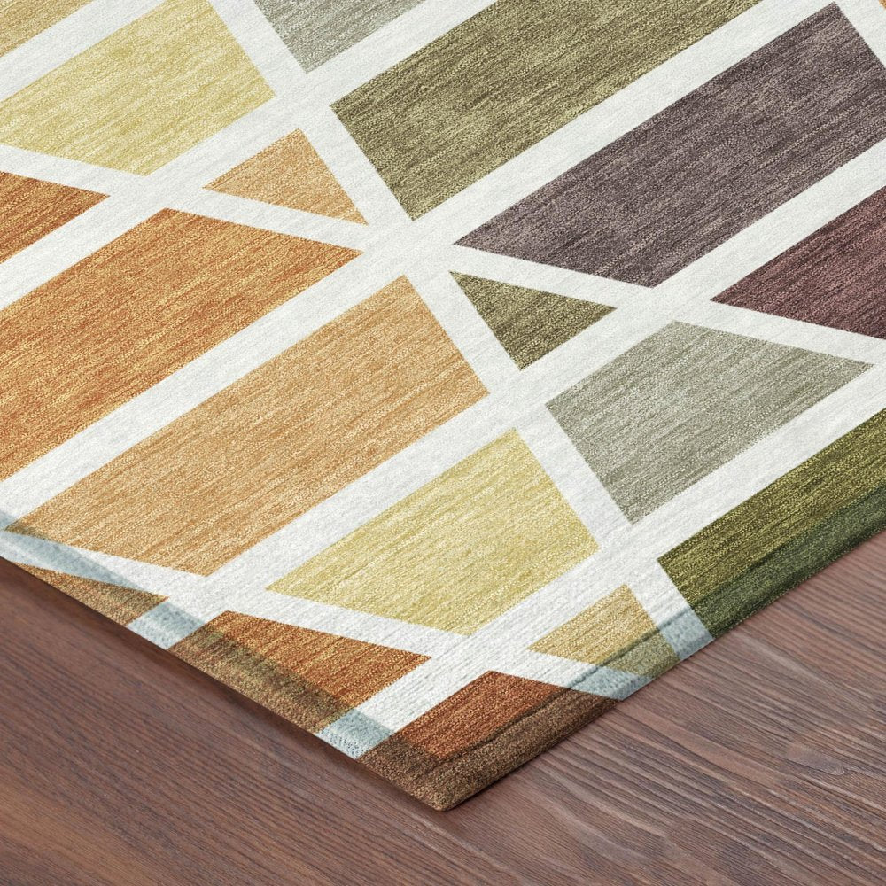 5' X 8' Orange And White Geometric Washable Indoor Outdoor Area Rug HomeRoots