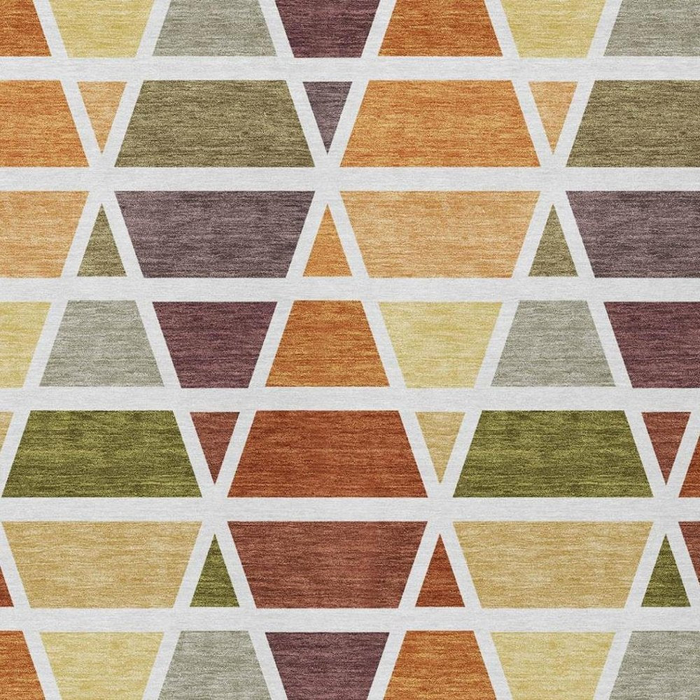 8' X 10' Orange And White Geometric Washable Indoor Outdoor Area Rug HomeRoots