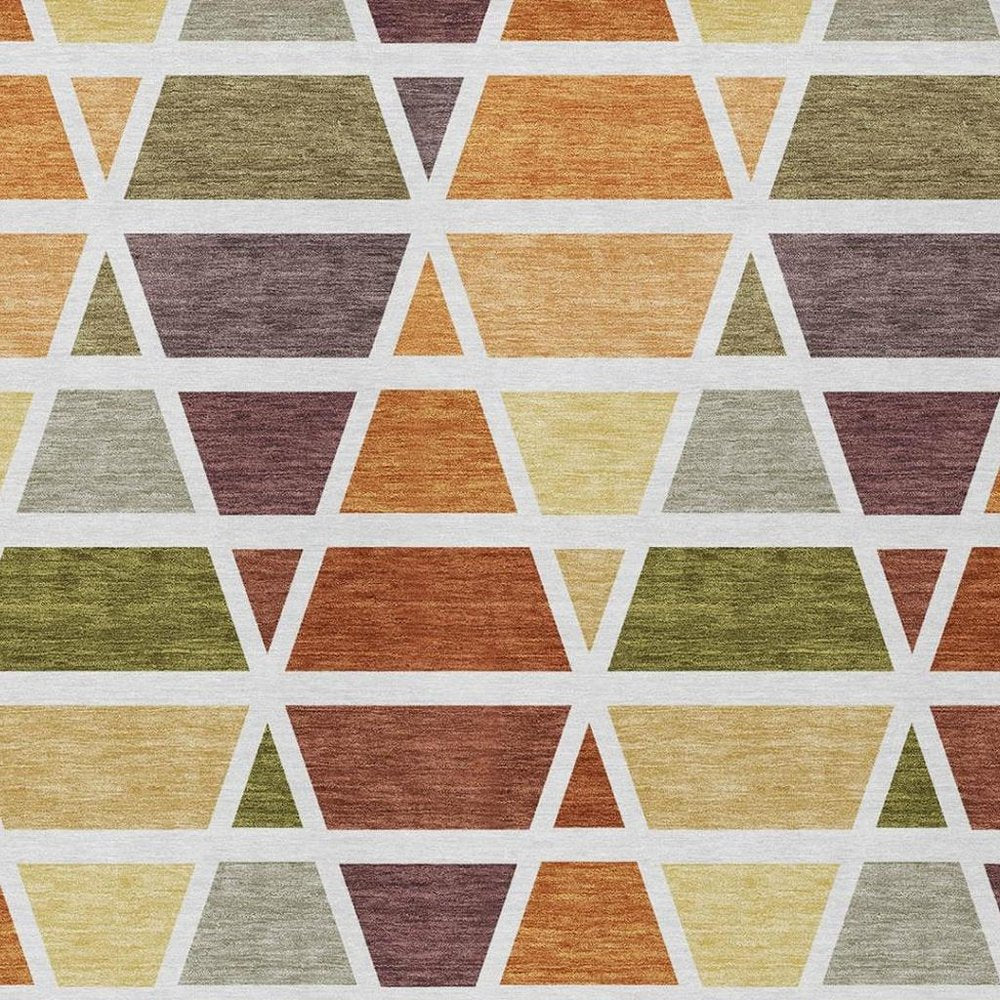 10' X 14' Orange And White Geometric Washable Indoor Outdoor Area Rug HomeRoots