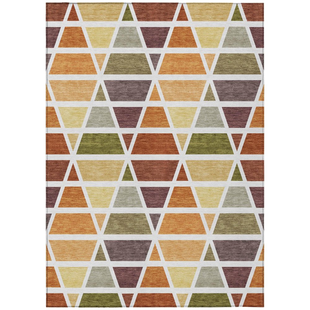 10' X 14' Orange And White Geometric Washable Indoor Outdoor Area Rug HomeRoots