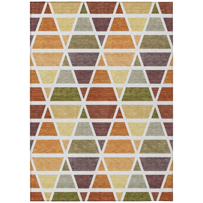 10' X 14' Orange And White Geometric Washable Indoor Outdoor Area Rug HomeRoots