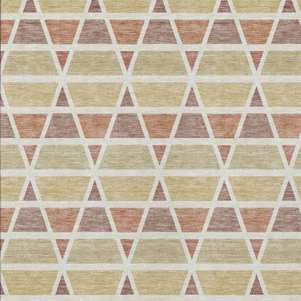 3' X 5' Copper And Orange Geometric Washable Indoor Outdoor Area Rug — view 6