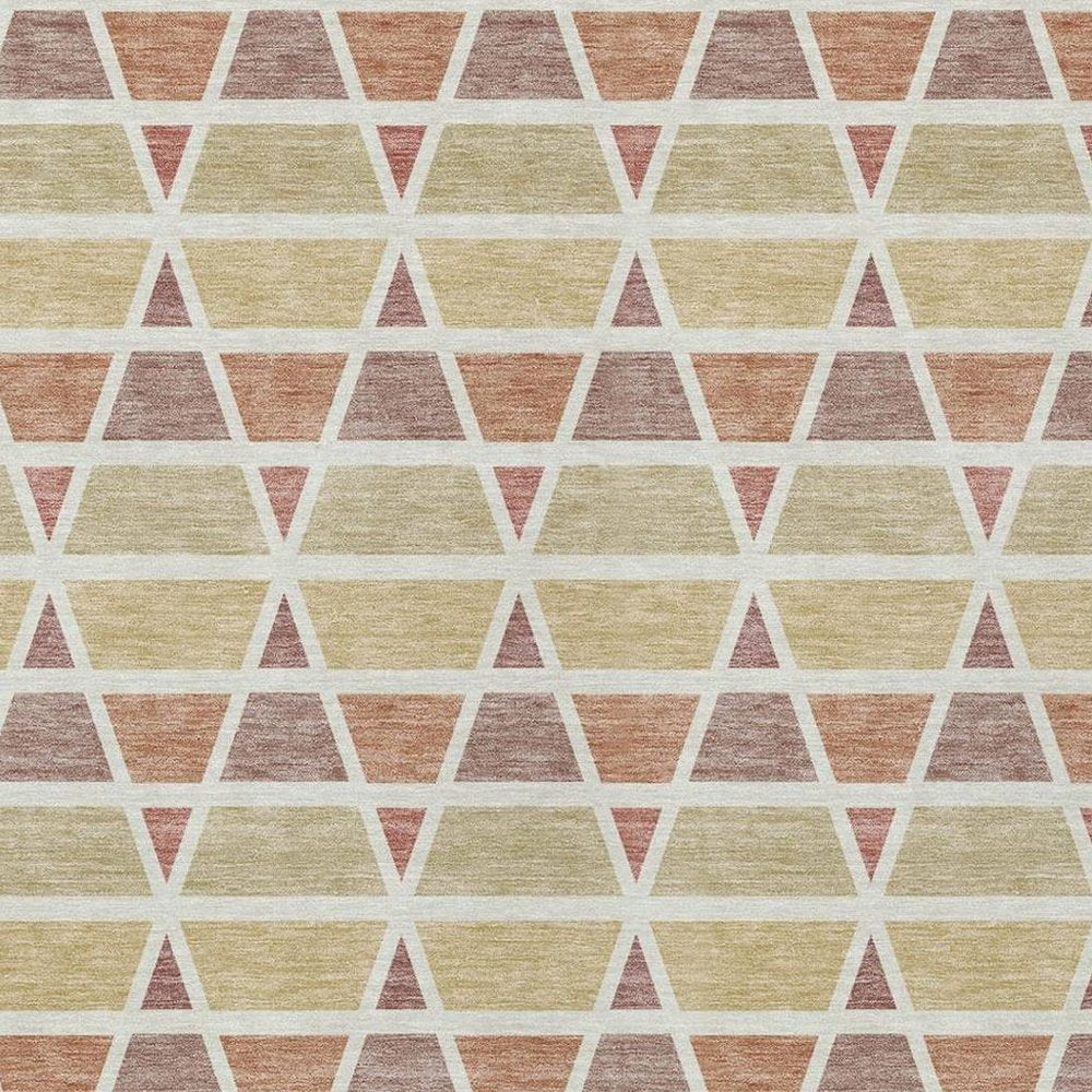 5' X 8' Copper And Orange Geometric Washable Indoor Outdoor Area Rug HomeRoots