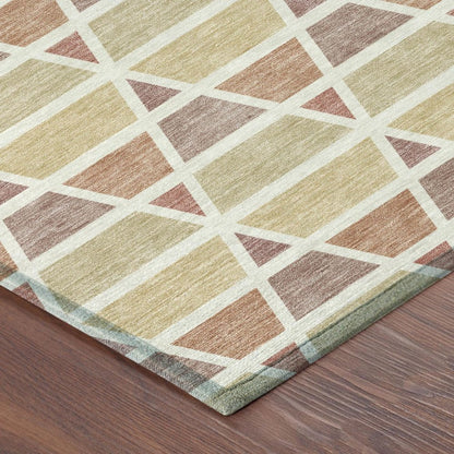 8' Copper And Orange Round Geometric Washable Indoor Outdoor Area Rug HomeRoots