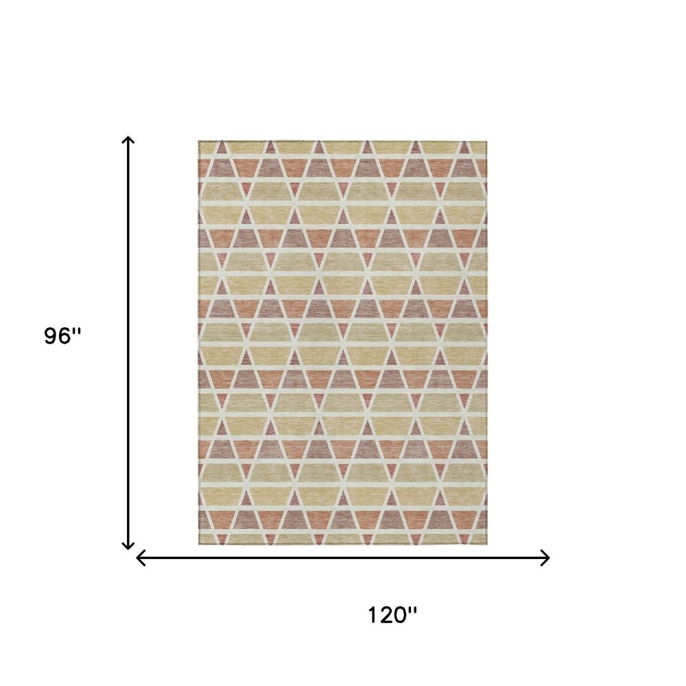 8' X 10' Copper And Orange Geometric Washable Indoor Outdoor Area Rug HomeRoots