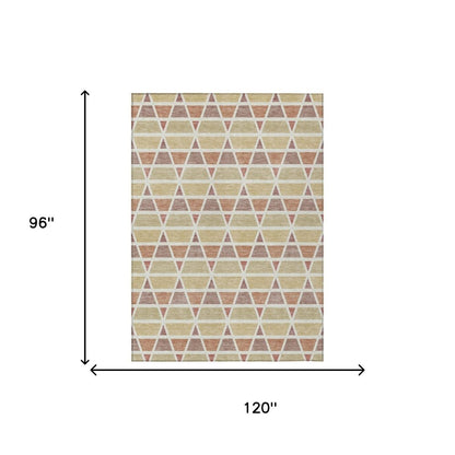 8' X 10' Copper And Orange Geometric Washable Indoor Outdoor Area Rug HomeRoots