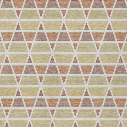 8' X 10' Copper And Orange Geometric Washable Indoor Outdoor Area Rug