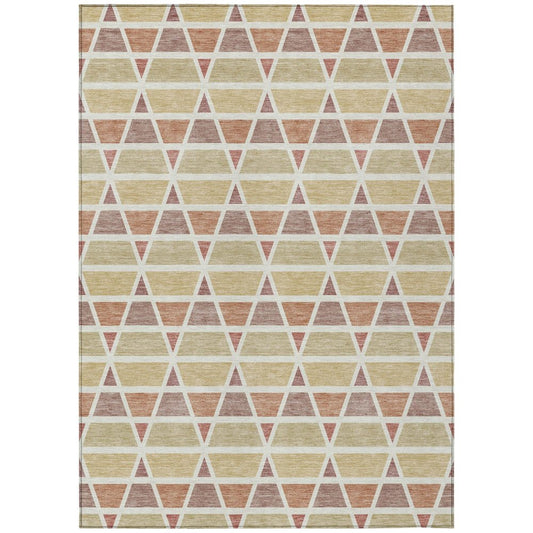 8' X 10' Copper And Orange Geometric Washable Indoor Outdoor Area Rug HomeRoots